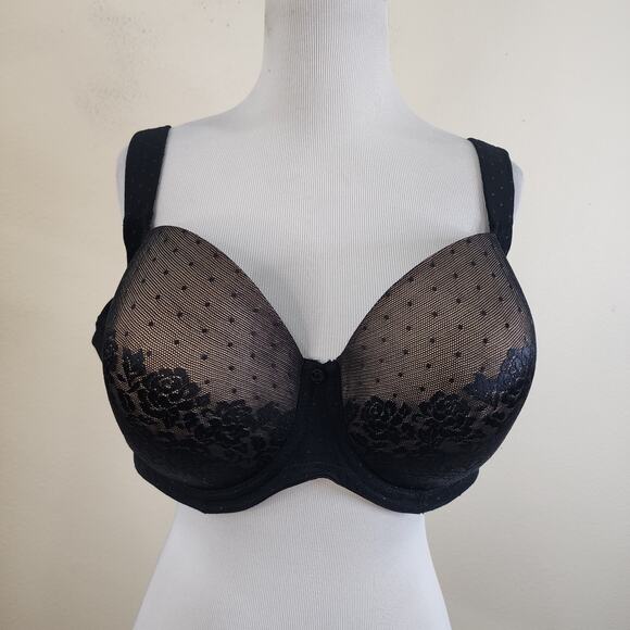 SOMA BRA STUNNING SUPPORT 40DD Full Coverage Black Lace Underwire - Picture 1 of 5